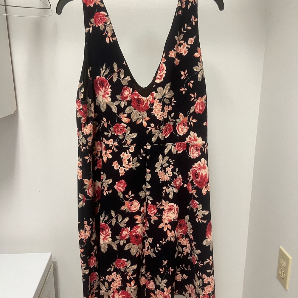 Charlotte Russe Navy Blue Dress with Pink Floral Pattern